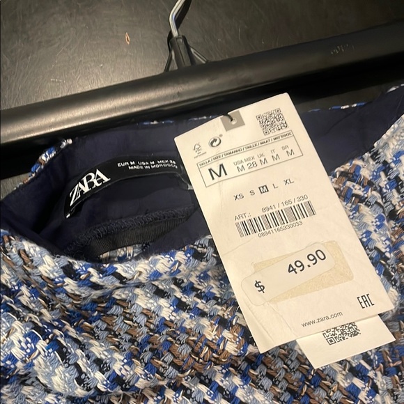 Stylish Blue and grey Plaid Skirt mini new Zara medium - Picture 2 of 2